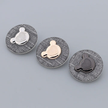 Bear-shaped metal shank buttons with textured round backing, 3 button faces shown