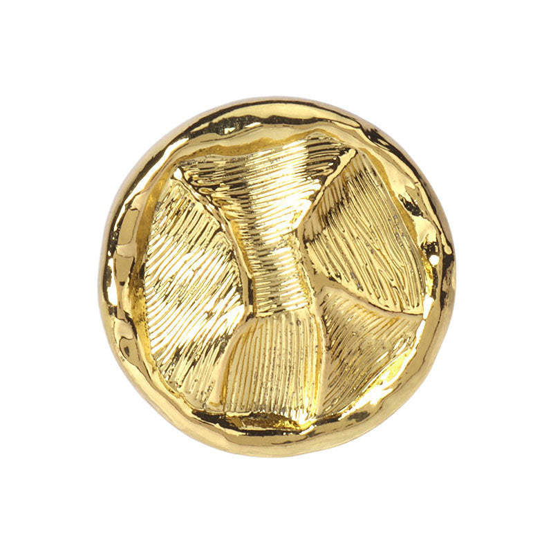 Gilded ridged metal coat button, round front with shank, 15/20/25mm (single)