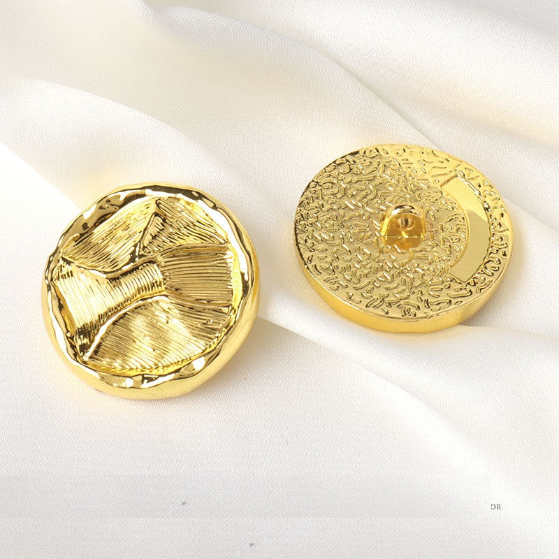 Gilded ridged coat button back with center post and shank, 15/20/25mm