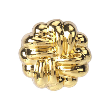 Gold round decorative laced button with shank, glossy 15/20mm (set of 10pcs)