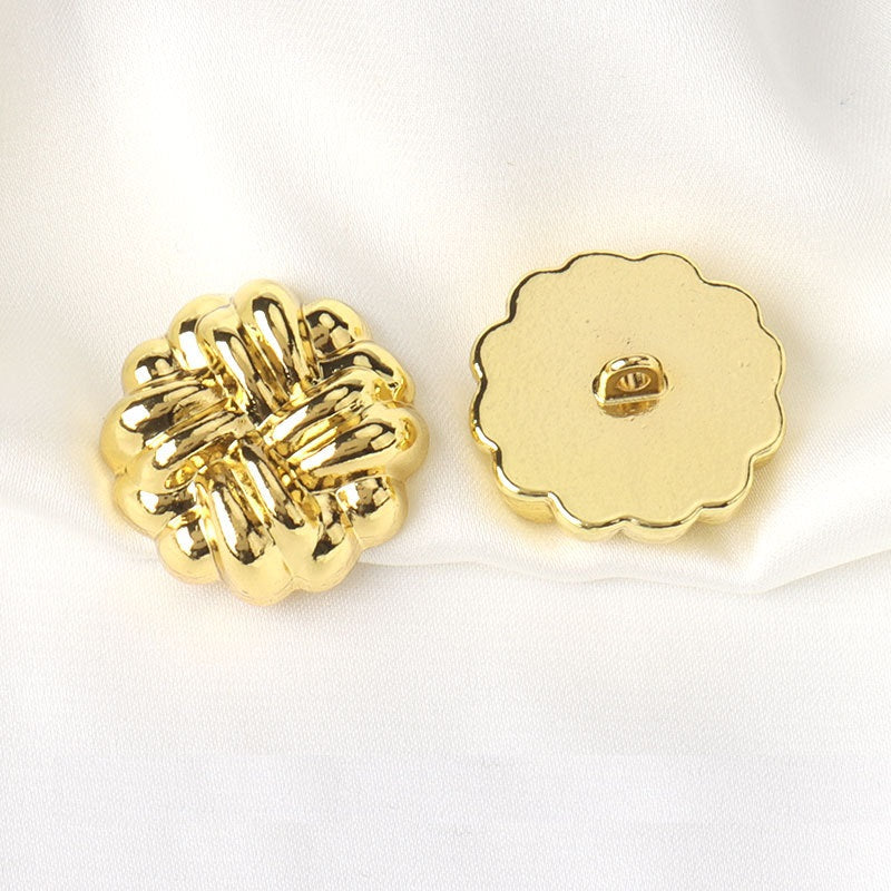 Gold round button back with central shank loop, 15/20mm, set of 10pcs