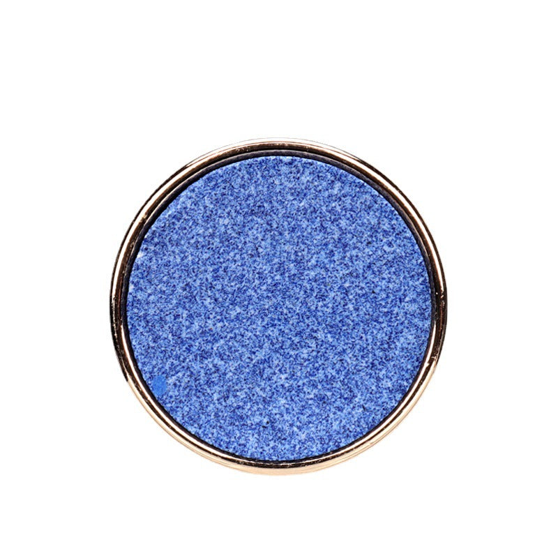 Blue round recycled resin button with metal base, 15–25 mm diameter