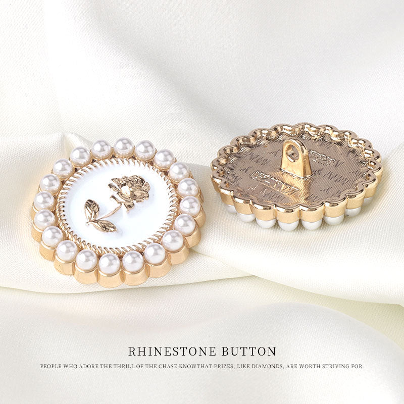 Pearl rose button front with matching gold back, for women’s jackets