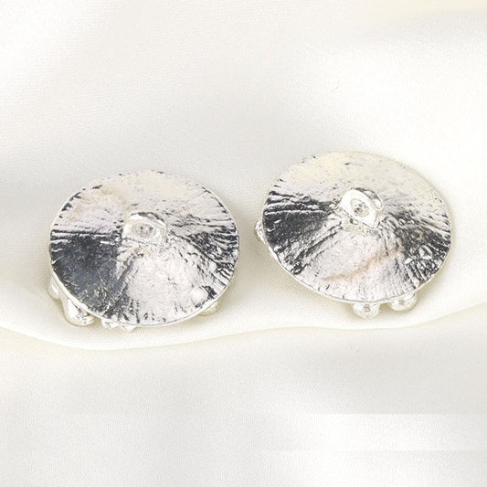 21mm Round Silver Leaf Shaped Rhinestone Metal Shank Buttons 6pcs