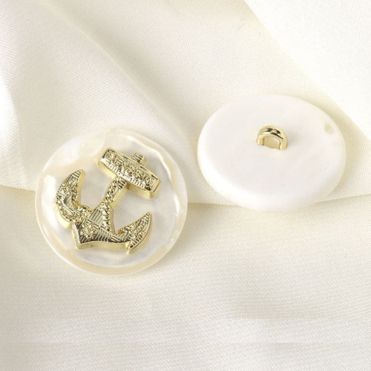 British Style Resin Alloy Anchor Shank Buttons for Fashion Outerwear 12pcs