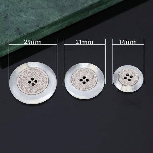 16/21/25mm Resin Metal Two Tone Four Hole Buttons for Coats 15 Pack