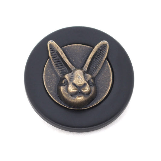 Black Beige Brown Rabbit Head Metal Resin Shank Buttons 15 Pack