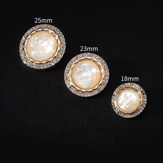 18/23/25mm Round Golden Diamond Metal Shank Buttons for Suits 10pcs