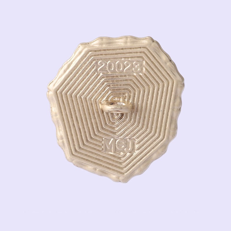 Octagonal shank button back with ridged center stamp