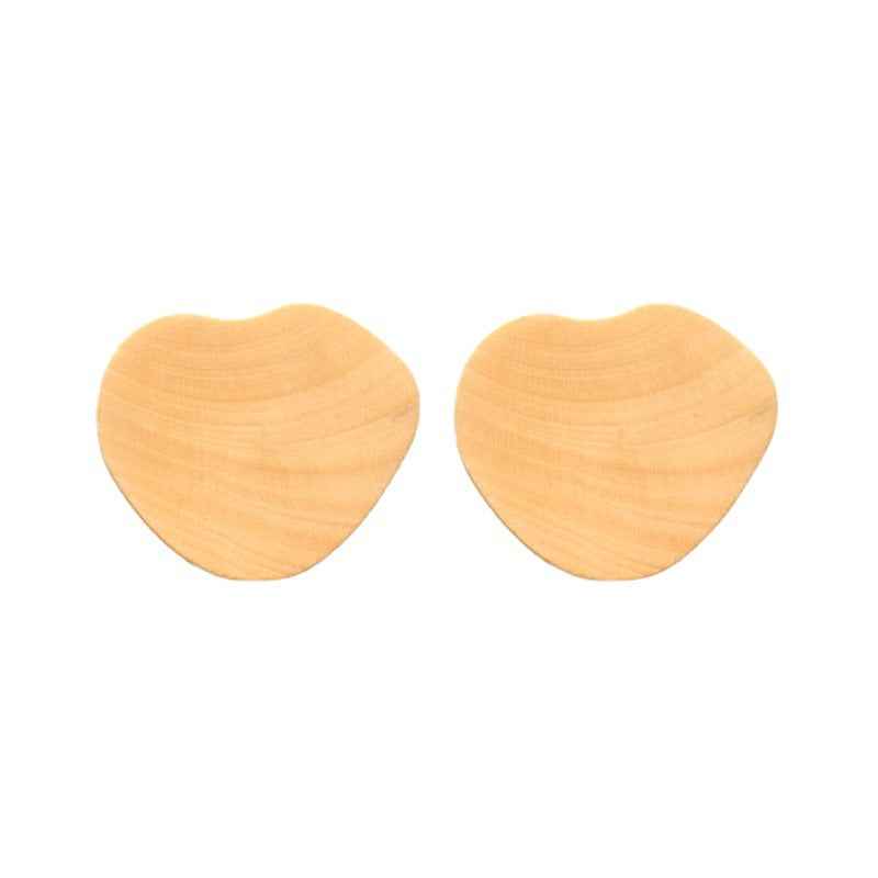 Set of two 15mm heart-shaped natural wooden buttons, smooth light wood