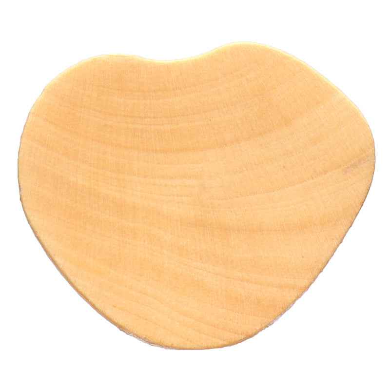 15mm heart-shaped natural wooden button, smooth light wood grain with shank