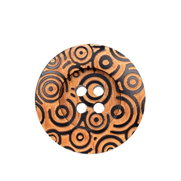 Runde 4-Loch Holzknöpfe, tigerstreifen Lasergravur, orange-braun mit schwarzem Muster