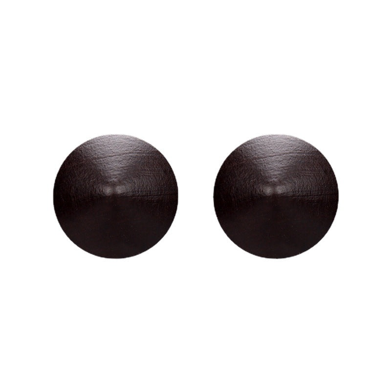 Dark brown painted mushroom wood shank button, front view (2 pcs)