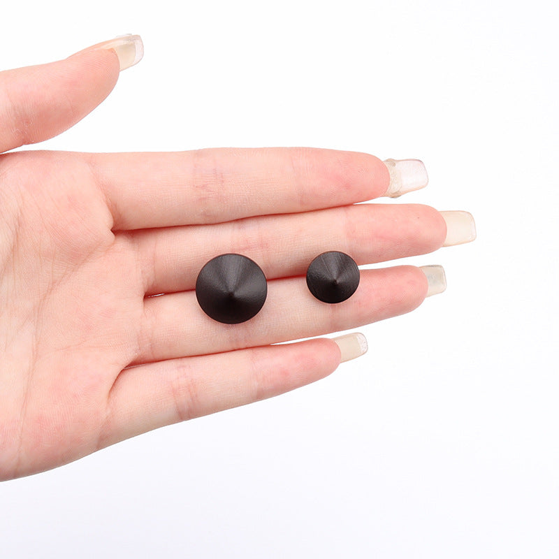 Dark brown mushroom wood shank buttons in hand, for infant clothing (2 pcs)