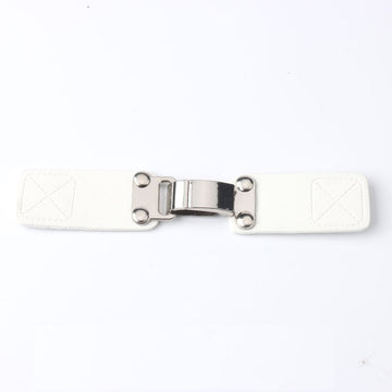 White leather coat jacket decorative buckle, metal clasp with 4 round rivet loops