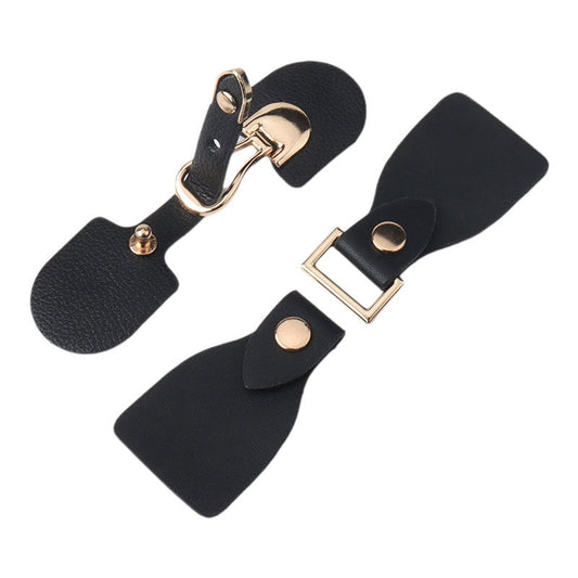 Black Leather Decorative Metal Buckles for Coats and Jackets 6pcs