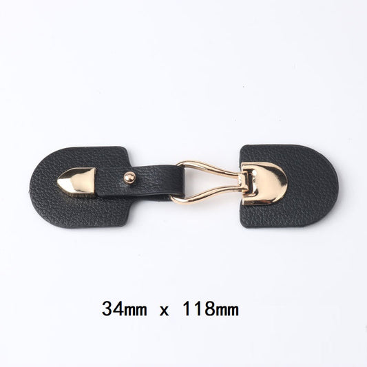 Black Leather Decorative Metal Buckles for Coats and Jackets 6pcs 118mm