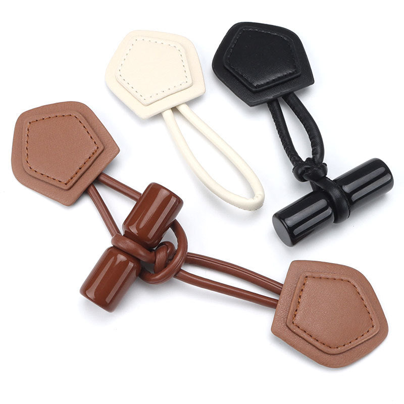 6er Set Leder Schnappverschlüsse mit Resin-Zylinder, beige braun schwarz, 200mm