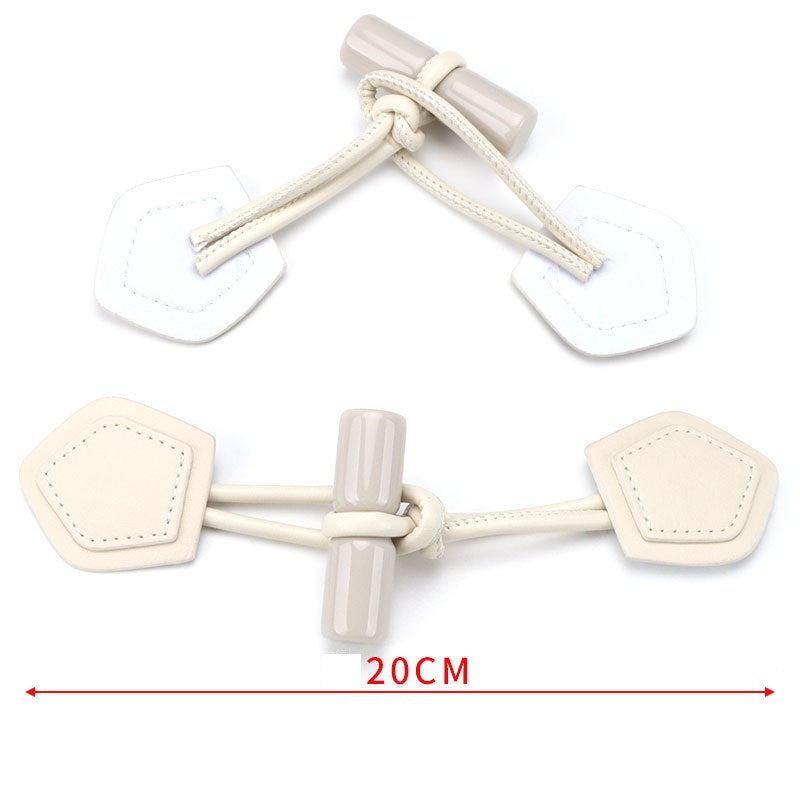Beige Leder Schnappverschluss-Set mit Resin-Zylinder, 20CM Länge