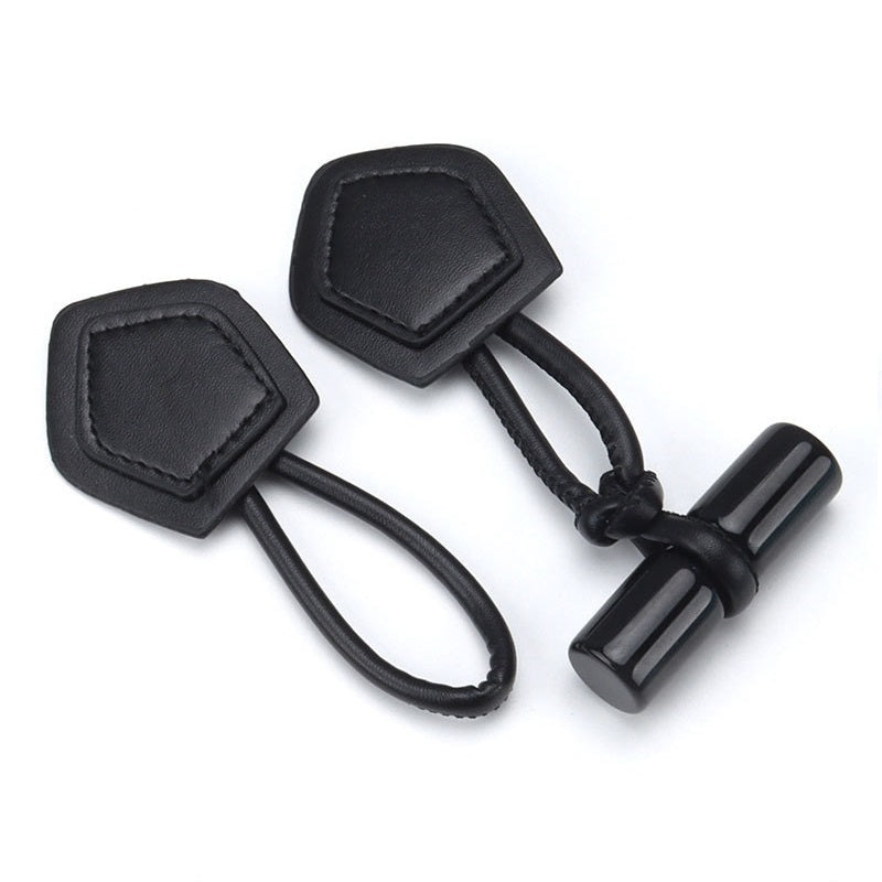 Schwarze Leder Schnappverschlüsse mit Resin-Zylinder, schwarze Schlaufenbefestigung