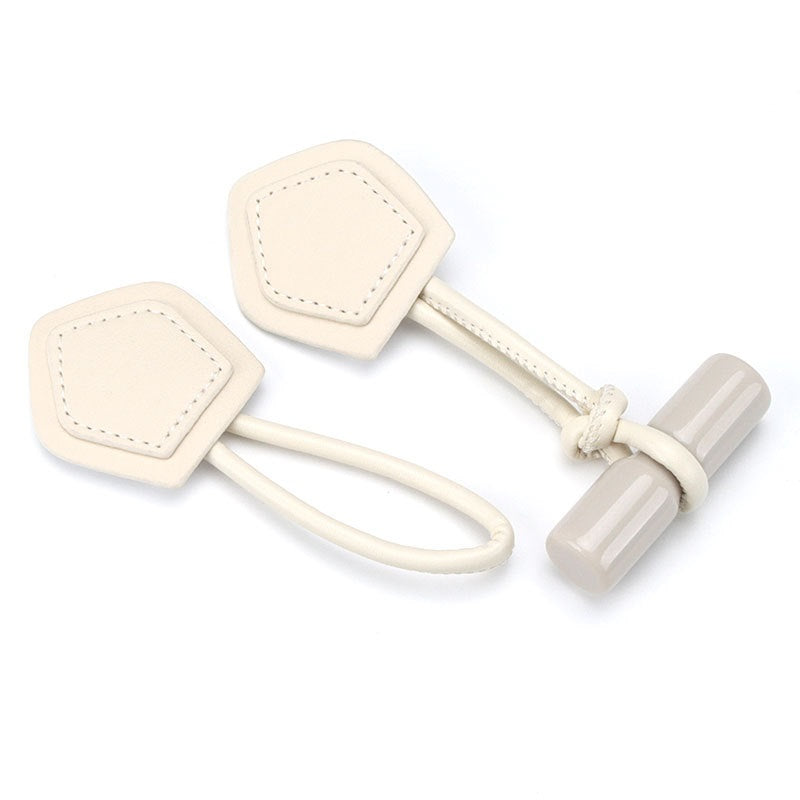 Beige Leder Schnappverschlüsse mit Resin-Zylinder, 200mm Länge
