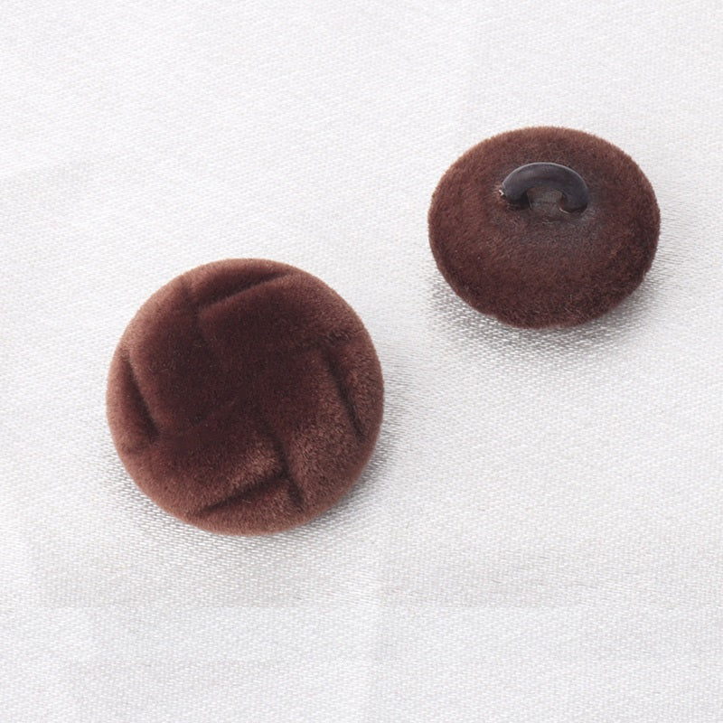 18/21-mm Flockknöpfe Tortoise, Dunkelbraun; Vorder- und Rückseite, 6er Set