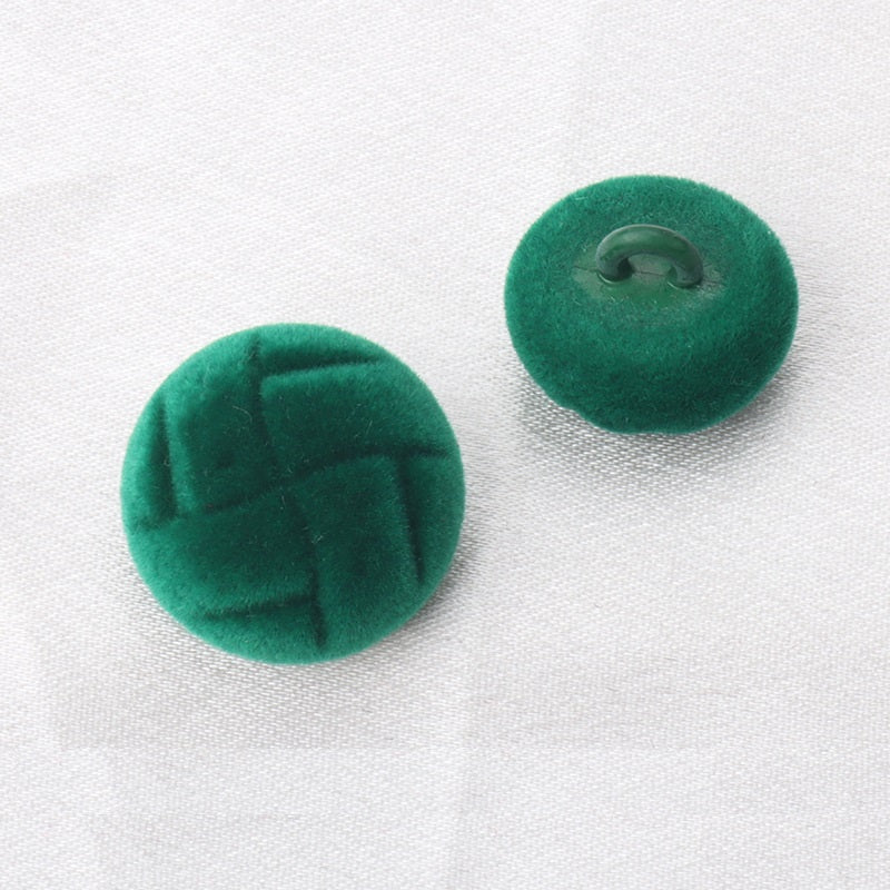 18/21-mm Flockknöpfe Tortoise, Dunkelgrün; Vorder- und Rückseite, 6er Set