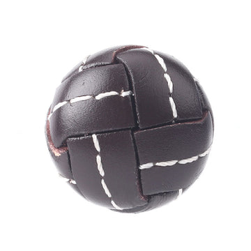Fußballknopf aus echtem Leder, dunkel, mit weißen Ziernähten