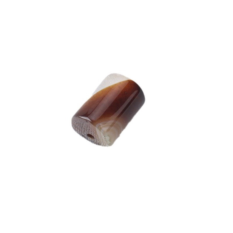 Zylindrischer brauner Jade-Knopf, 1 Stück, mit Seitenloch und Glanz
