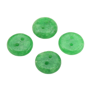 Emerald green jade buttons, round with two holes, 12mm set of 4