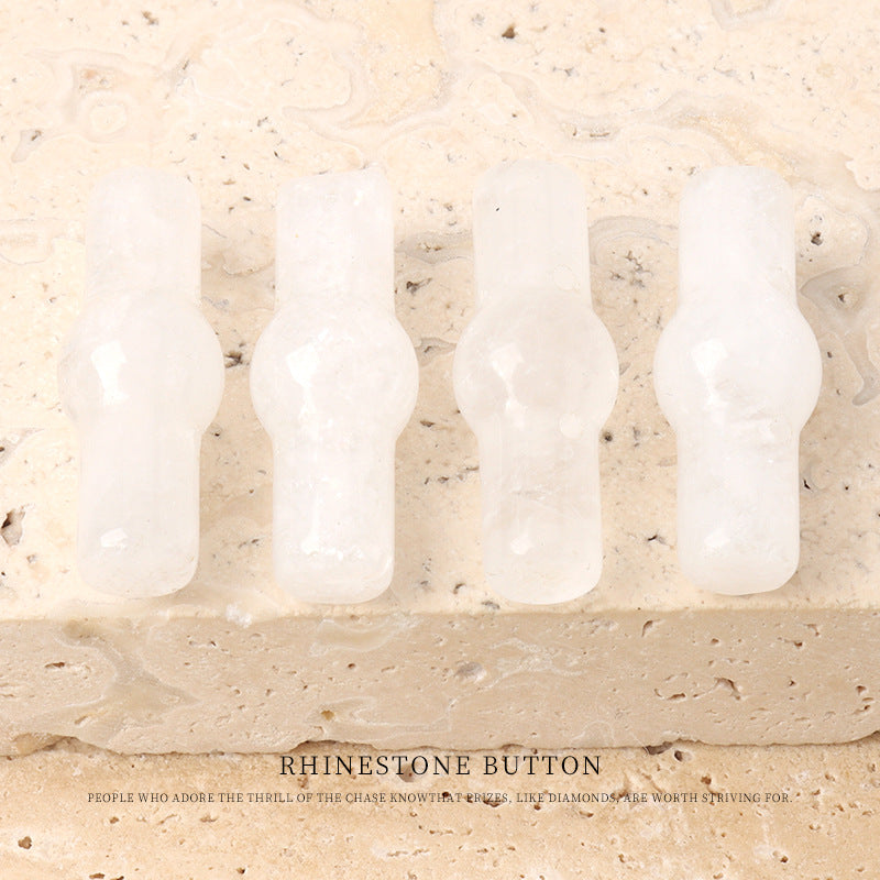 25mm natural jade cylindrical buttons, white, 4pcs