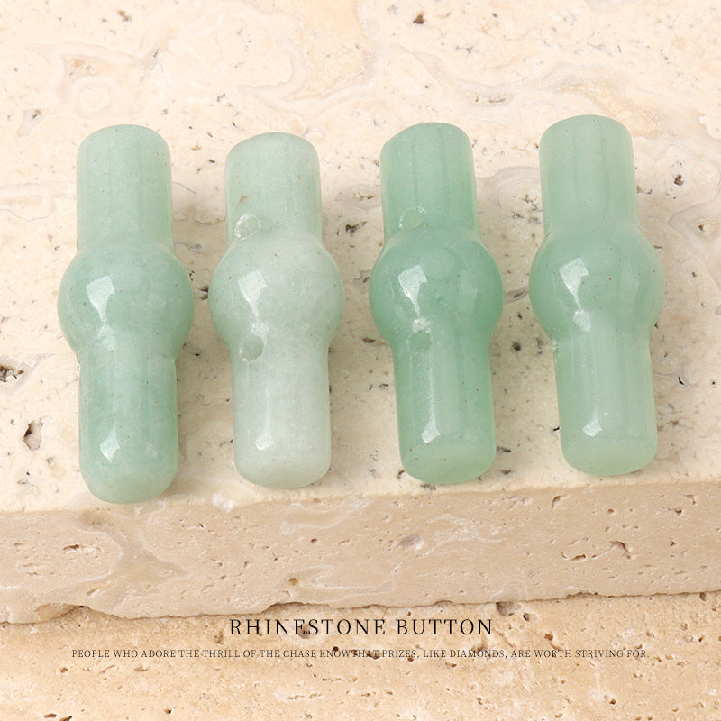 25mm natural jade cylindrical buttons, green, 4pcs