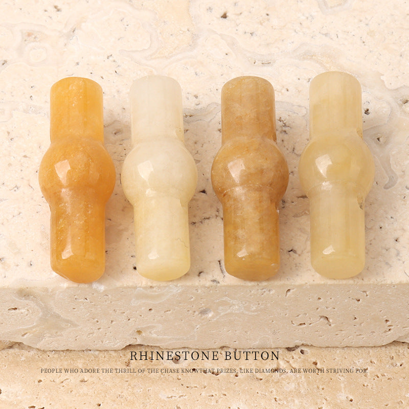 25mm jade cylindrical buttons in yellow and white, 4pcs