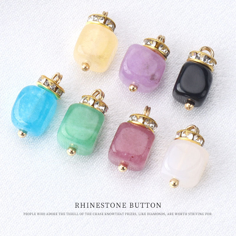 Assorted natural stone frog knot buttons set: light yellow, green, blue, pink, black