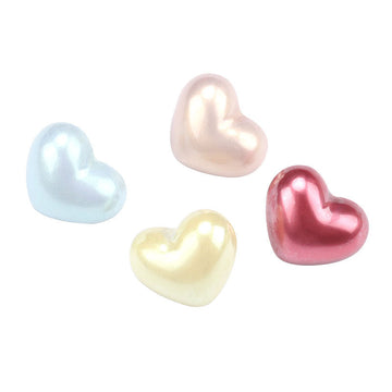 14mm heart-shaped plastic decorative buttons, pastel blue, pink, cream, and light gold (assorted set)