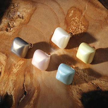 10mm square plastic buttons, mixed colors with metal shanks—white, pale yellow, light blue, dark gray