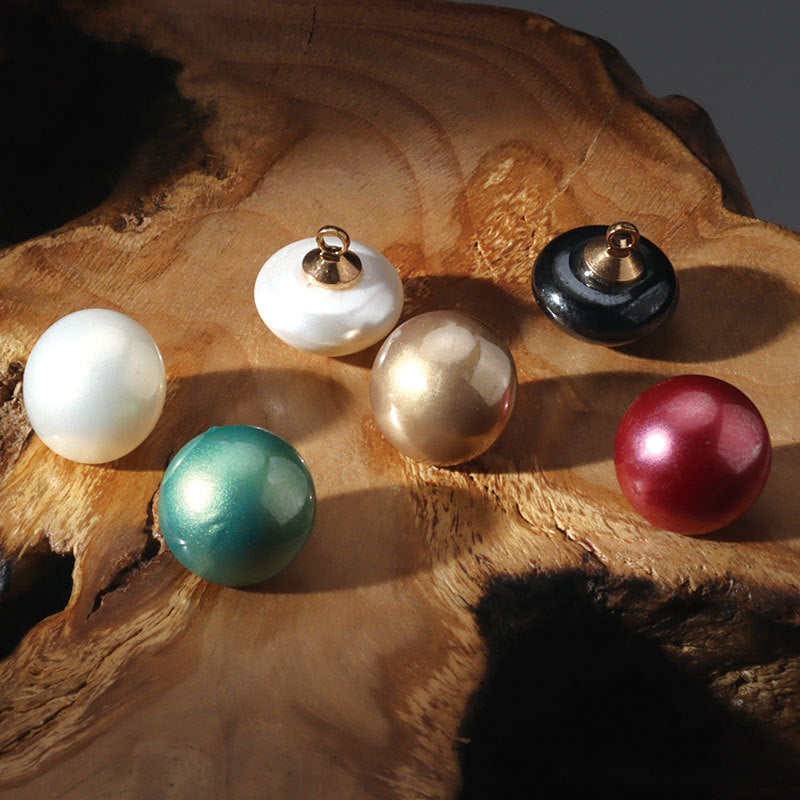 12mm round colorful plastic shirt buttons with metal shanks: white, gold, black, red, teal