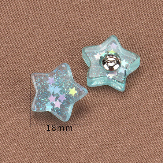 18mm Colorful Star Plastic Buttons with Metal Shank for Babies and Kids' Clothes