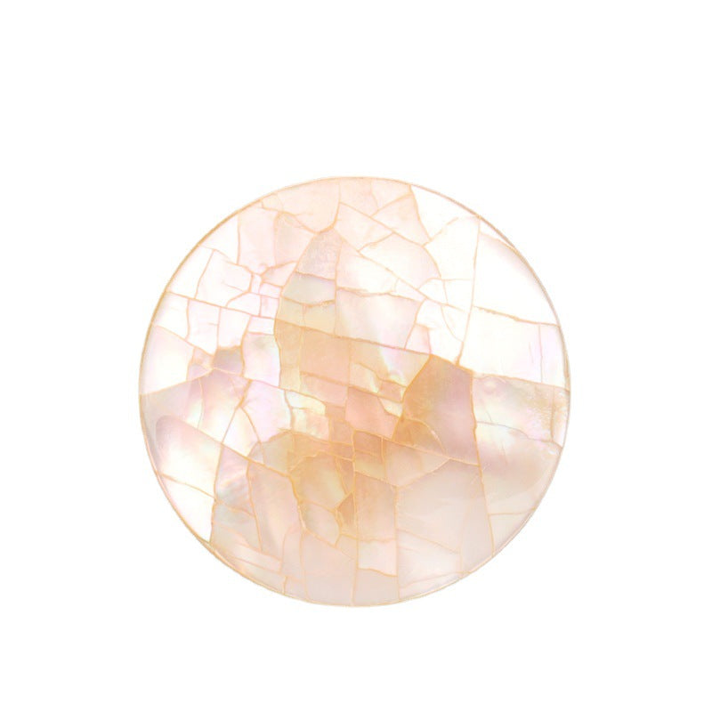 Round 19mm natural shell buttons, white-pink mosaic pattern, 2 pieces