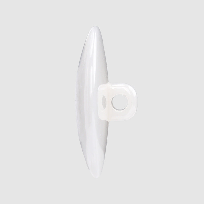 White spherical ceramic button with shank, front and side view