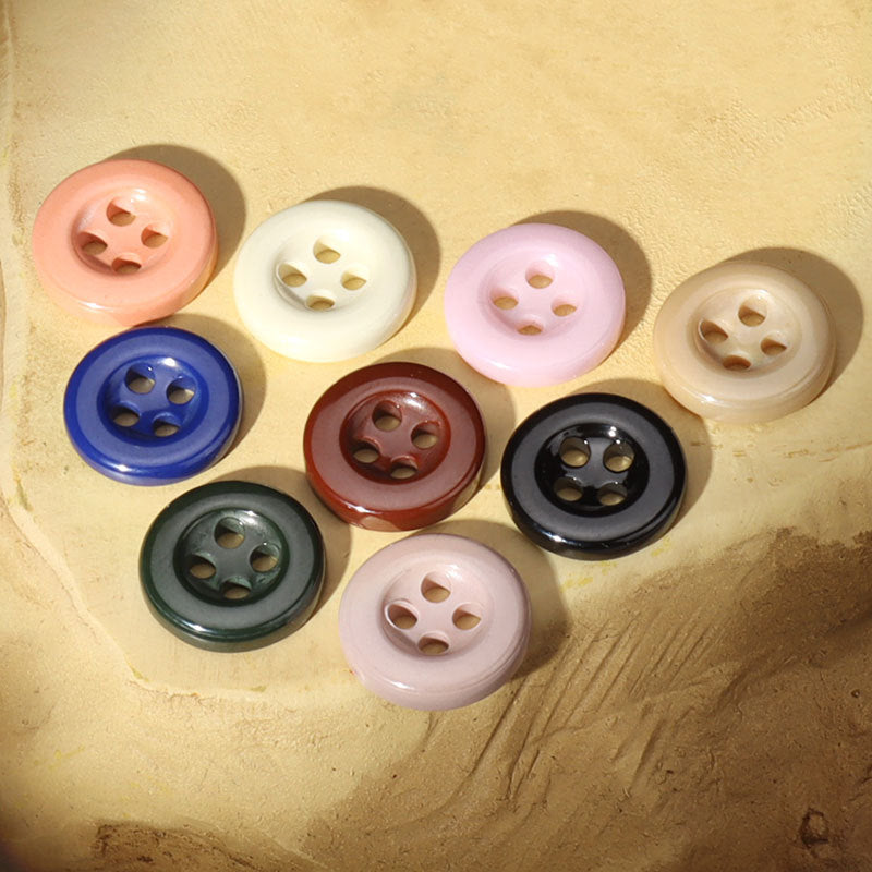 Ceramic 4-hole shirt buttons, assorted colors, 11mm size (45-pack)