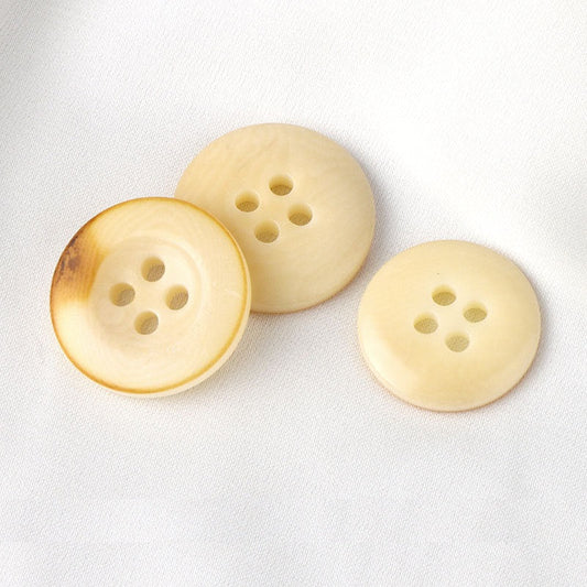 11.5 - 20mm Round 4 Hole Beige Fire Burned Vintage Corozo Tagua Nut Buttons