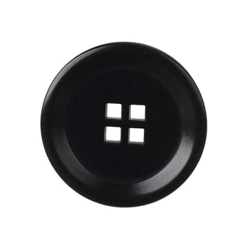 Black corozo button with laser-cut square-hole cross, 15–25mm