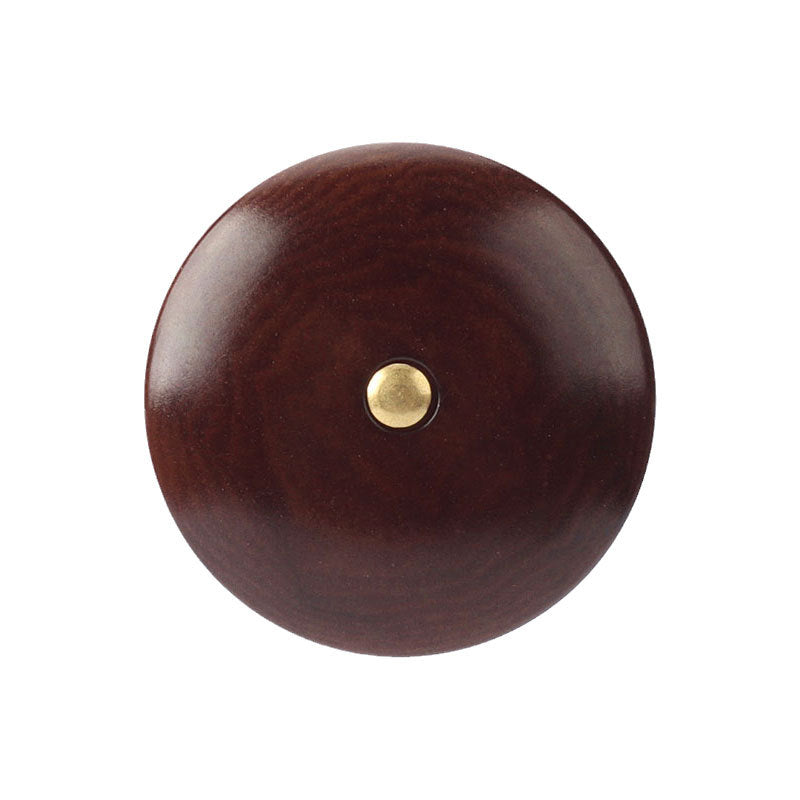 Round corozo shank button, dark brown with brass shank—1 hole