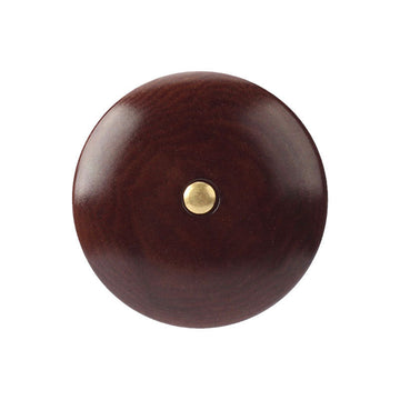 Round corozo shank button, dark brown with brass shank—1 hole