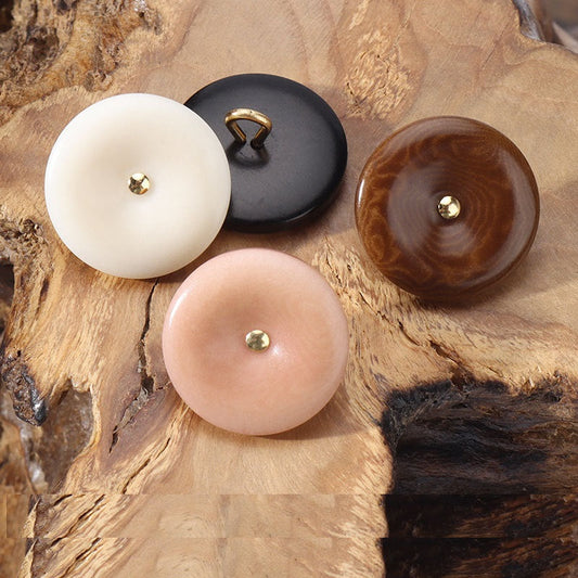 11.5-20mm Beige Black Brown Pink Corozo Buttons with Copper Shanks for Knitwear Shirts 12pcs
