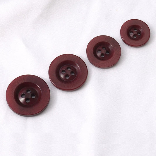 18-25mm Round Wide Edge 4 Hole Vintage Wine Red Corozo Buttons