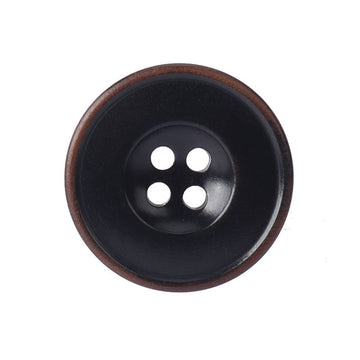 Round 4-hole buttons, black with brown burnished edge detail