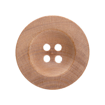 Natural camellia wood button, wide rim, four-hole design (10–25mm)