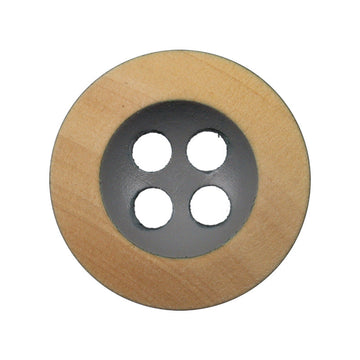 11.5mm round 4-hole baked wood buttons, grey with dark grey backing